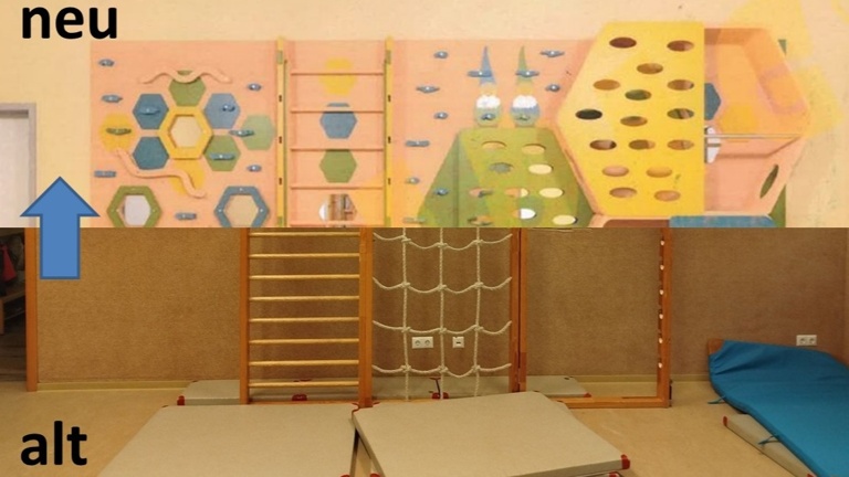Kletterwand für den Bewegungsraum unserer Kita
